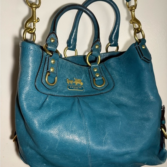 Coach Teal Leather Satchel - Picture 2 of 8